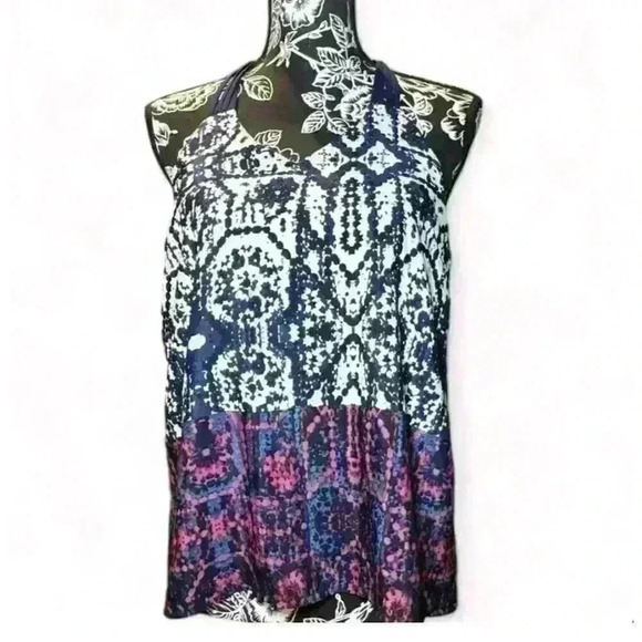 Monteau Women's Multicolor Geometric Halter Tank Top Size M - Picture 1 of 7